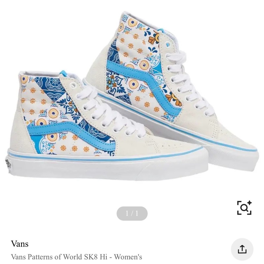 Brand New Vans sk8 HI “Patterns of the world” men 6 women 7.5